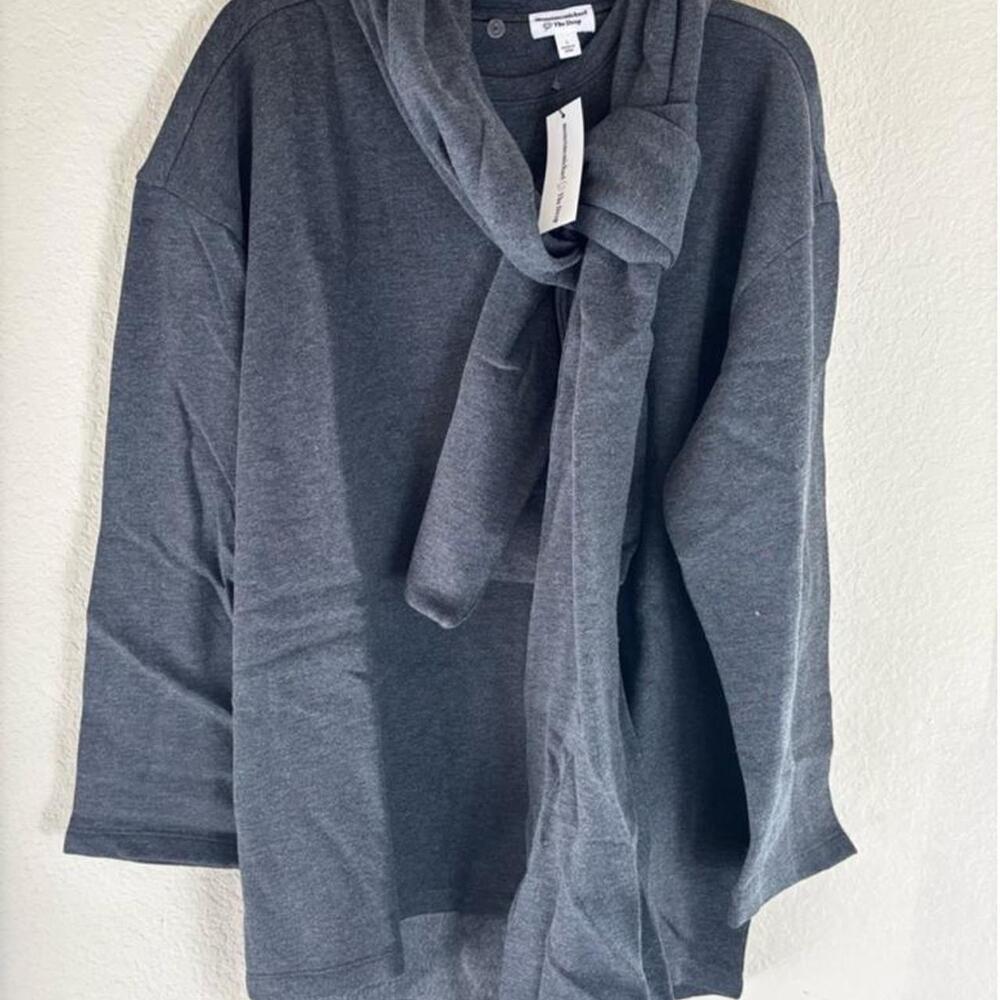 new with tags Monet McMichael The Drop charcoal tunic with removable scarf, size
